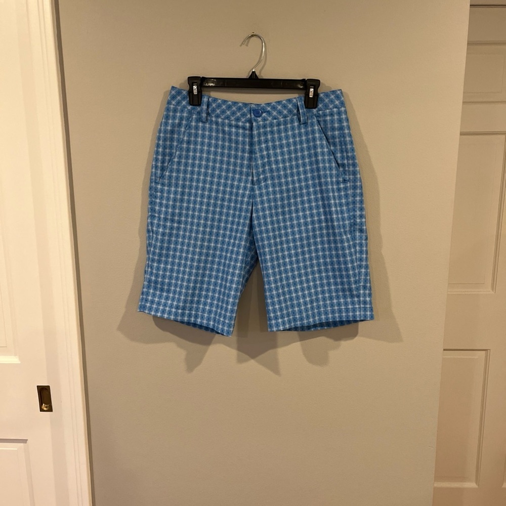 Puma Golf Shorts Mens 30 Performance Chino Resort Casual Flat Front Blue